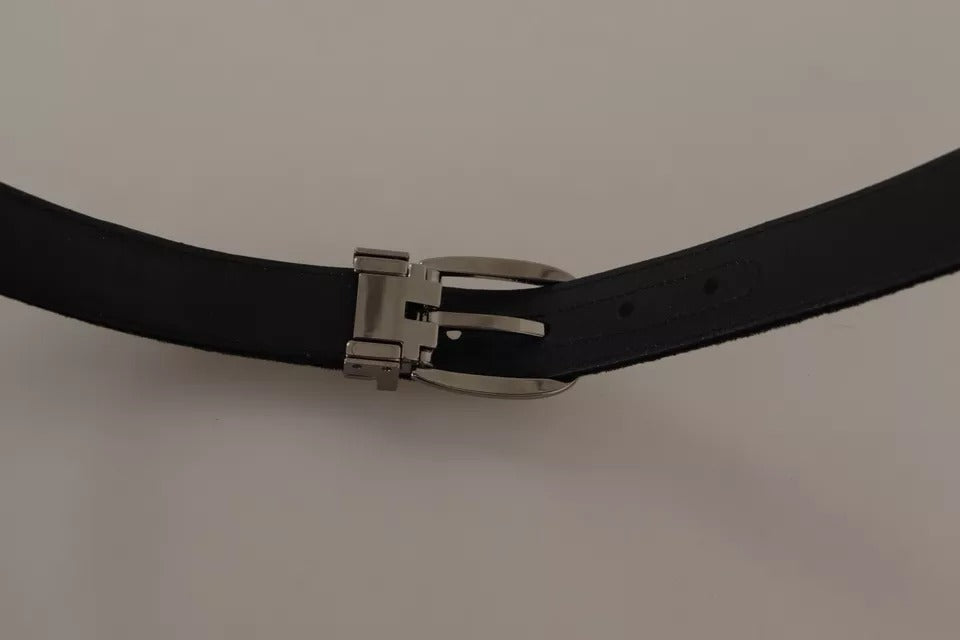 Ceinture Dolce &amp; Gabbana en velours noir avec boucle en métal argenté