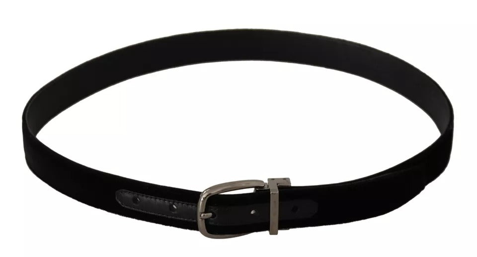Ceinture Dolce &amp; Gabbana en velours noir avec boucle en métal argenté