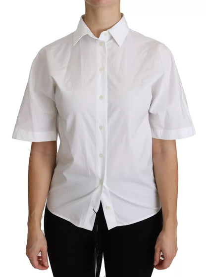 Dolce & Gabbana White Collared Short Sleeve Polo Shirt Top by Dolce & Gabbana