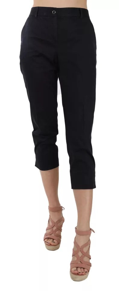 Dolce & Gabbana Black Cotton Cropped Capri Pants by Dolce & Gabbana