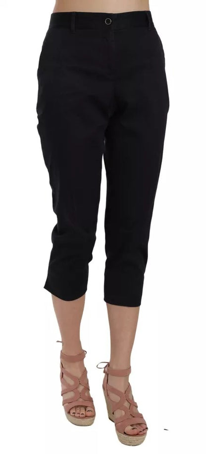 Dolce & Gabbana Black Cotton Cropped Capri Pants by Dolce & Gabbana