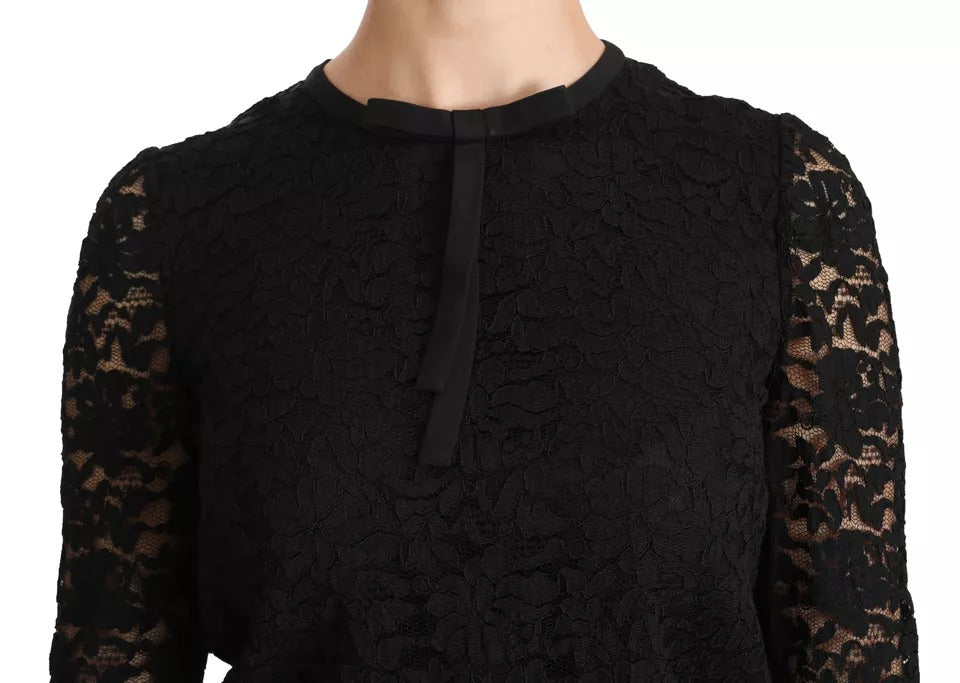 Dolce & Gabbana Black Lace Long Sleeve Blouse Nylon Top by Dolce & Gabbana