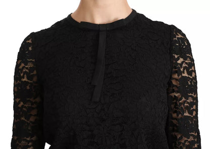 Dolce & Gabbana Black Lace Long Sleeve Blouse Nylon Top by Dolce & Gabbana
