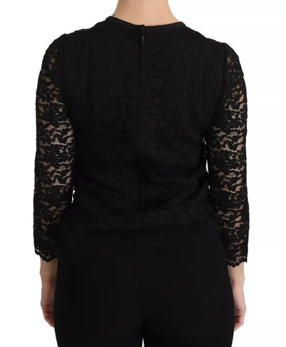 Dolce & Gabbana Black Lace Long Sleeve Blouse Nylon Top by Dolce & Gabbana