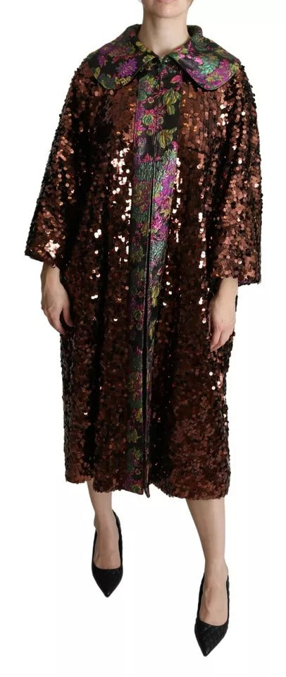 Dolce &amp; Gabbana Manteau long à paillettes multicolores Veste jacquard