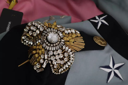 Veste en coton ornée de cristaux et de boutons bleus Dolce &amp; Gabbana