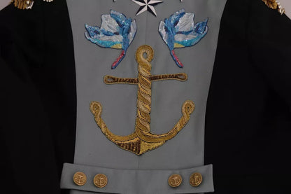 Veste en coton ornée de cristaux et de boutons bleus Dolce &amp; Gabbana