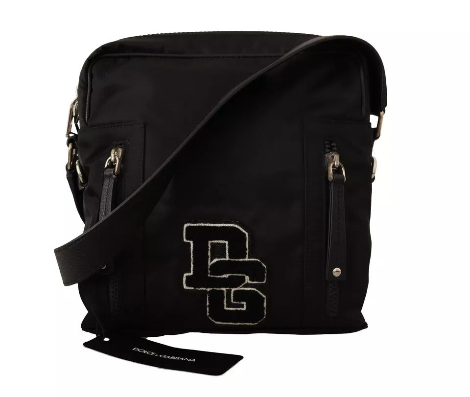 Sac bandoulière Dolce &amp; Gabbana en nylon noir avec logo DG