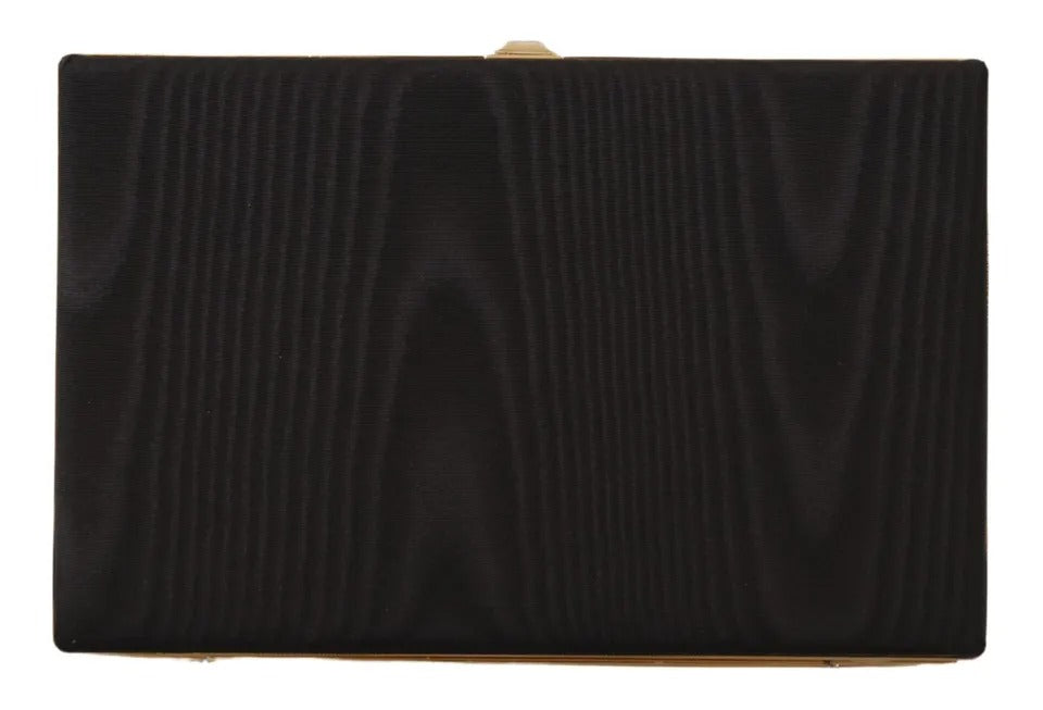 Sac à main de soirée Dolce &amp; Gabbana en soie noire avec cadre doré