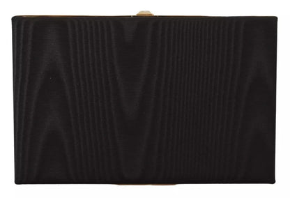 Sac à main de soirée Dolce &amp; Gabbana en soie noire avec cadre doré