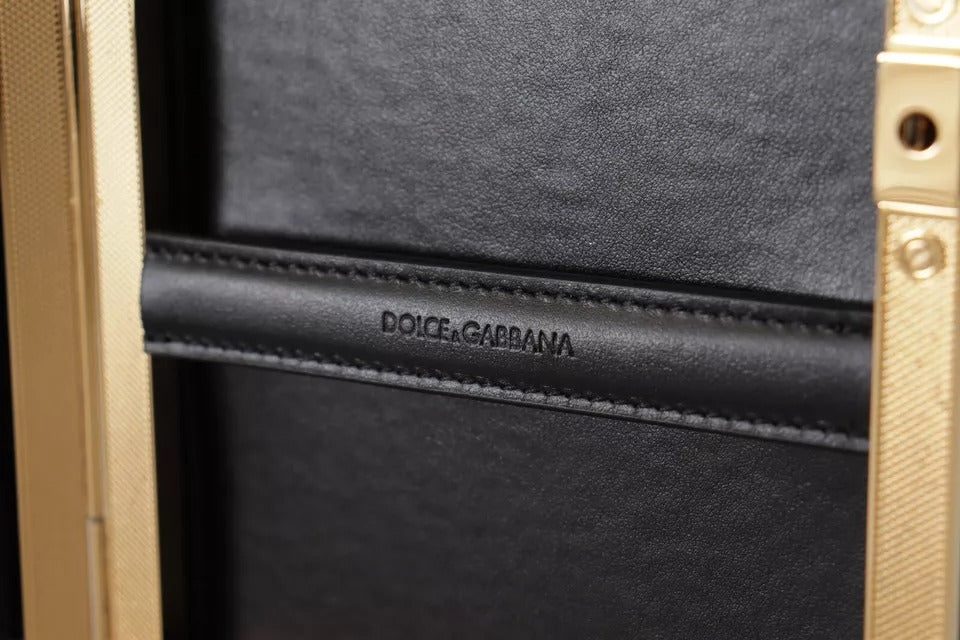 Sac à main de soirée Dolce &amp; Gabbana en soie noire avec cadre doré