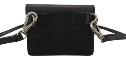 Portefeuille à bandoulière en cuir noir Dolce &amp; Gabbana pour femme