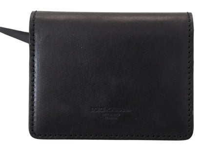 Portefeuille à bandoulière en cuir noir Dolce &amp; Gabbana pour femme