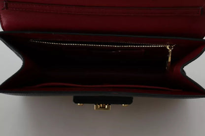 Mini sac à main Dolce &amp; Gabbana en cuir noir et métal doré pour femme, portefeuille Lucia