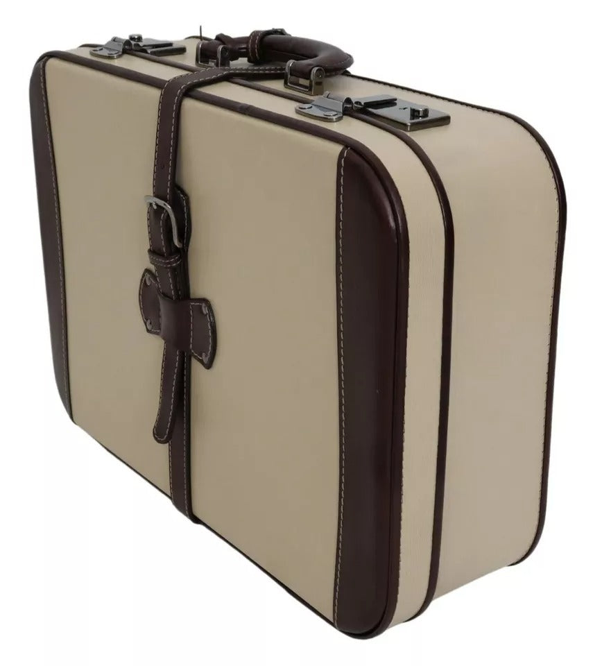 Valise de voyage Dolce &amp; Gabbana en cuir marron et beige pour homme