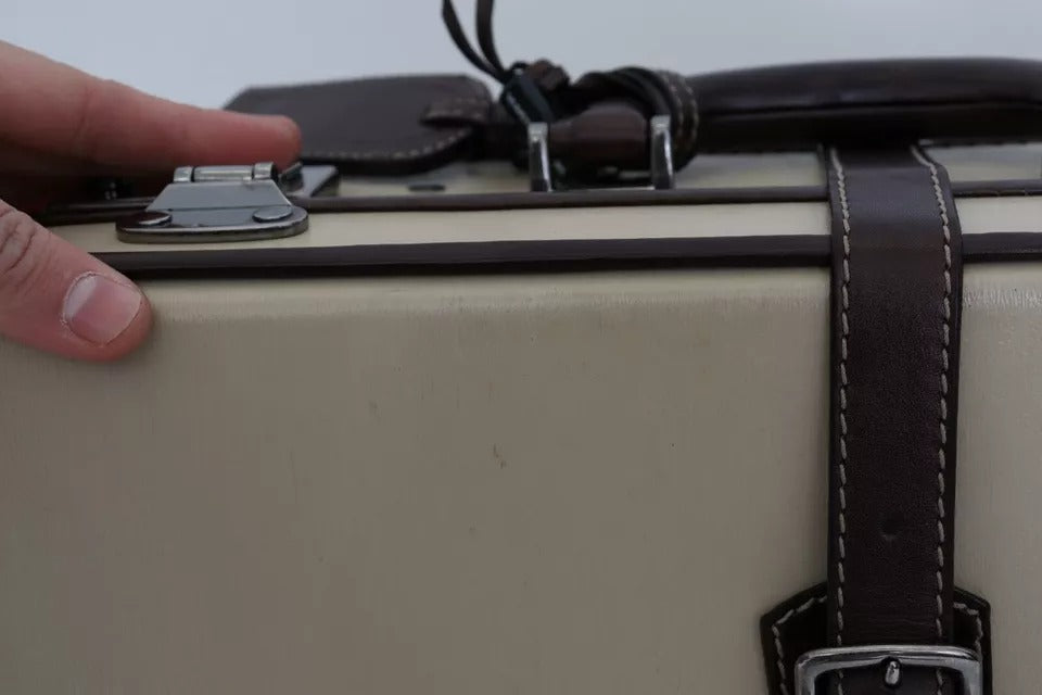 Valise de voyage Dolce &amp; Gabbana en cuir marron et beige pour homme