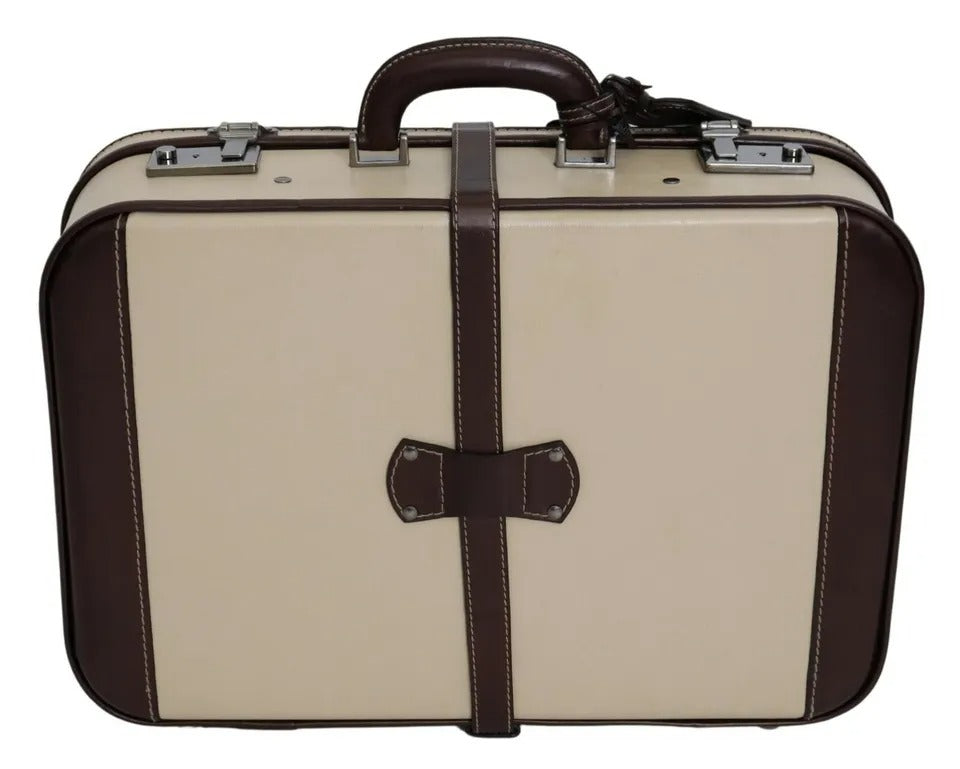 Valise de voyage Dolce &amp; Gabbana en cuir marron et beige pour homme