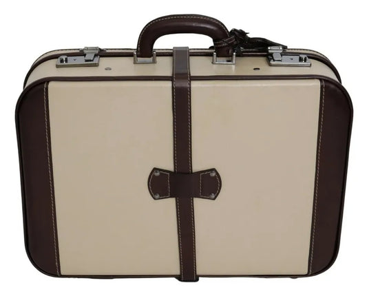 Valise de voyage Dolce &amp; Gabbana en cuir marron et beige pour homme