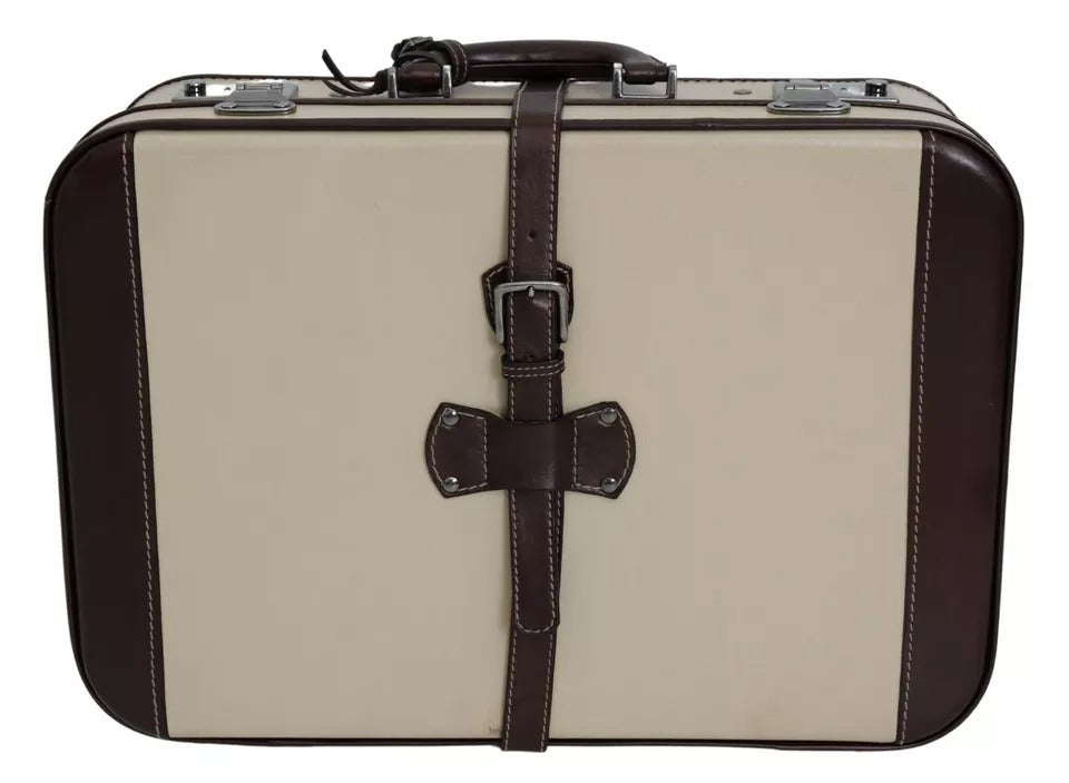 Valise de voyage Dolce &amp; Gabbana en cuir marron et beige pour homme