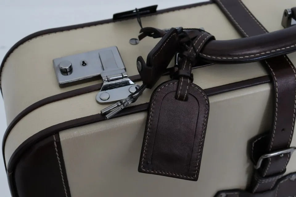 Valise de voyage Dolce &amp; Gabbana en cuir marron et beige pour homme