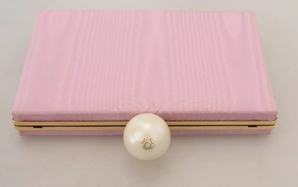 Pochette de soirée Dolce &amp; Gabbana en soie rose avec cadre doré