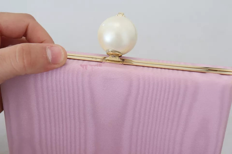 Pochette de soirée Dolce &amp; Gabbana en soie rose avec cadre doré