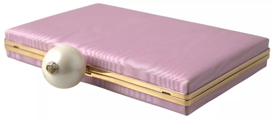 Pochette de soirée Dolce &amp; Gabbana en soie rose avec cadre doré