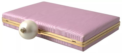 Pochette de soirée Dolce &amp; Gabbana en soie rose avec cadre doré