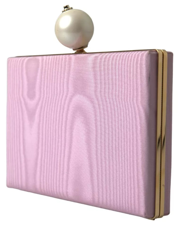 Pochette de soirée Dolce &amp; Gabbana en soie rose avec cadre doré