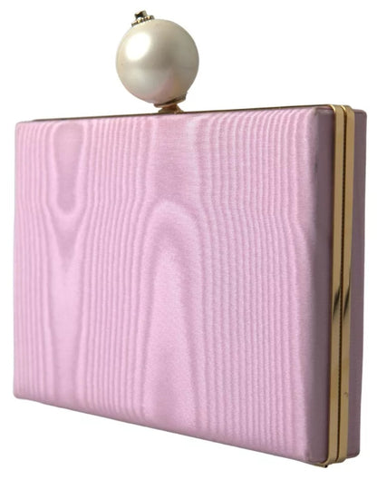 Pochette de soirée Dolce &amp; Gabbana en soie rose avec cadre doré