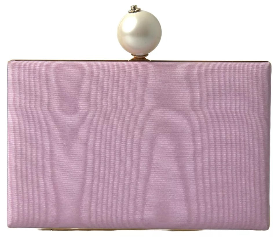 Pochette de soirée Dolce &amp; Gabbana en soie rose avec cadre doré