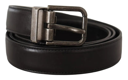 Ceinture Dolce &amp; Gabbana en cuir de veau noir avec boucle en métal et logo vintage