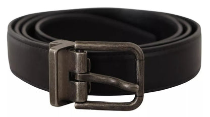 Ceinture Dolce &amp; Gabbana en cuir de veau noir avec boucle en métal et logo vintage