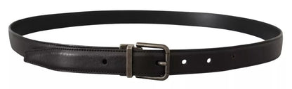 Ceinture Dolce &amp; Gabbana en cuir de veau noir avec boucle en métal et logo vintage