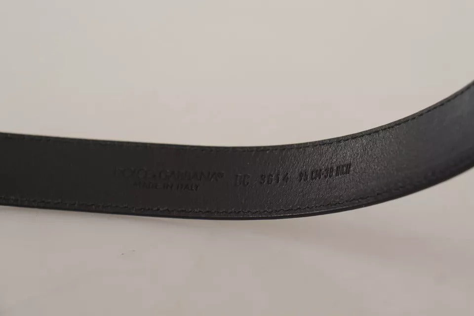 Ceinture Dolce &amp; Gabbana en cuir de veau noir avec boucle en métal et logo vintage