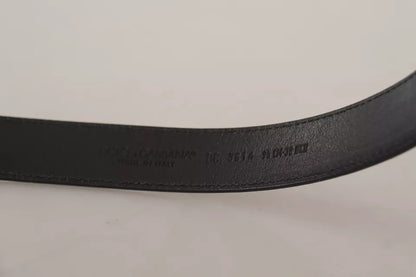 Ceinture Dolce &amp; Gabbana en cuir de veau noir avec boucle en métal et logo vintage