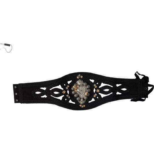 Ceinture en toile noire ornée Dolce &amp; Gabbana pour femme