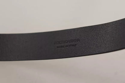 Ceinture Dolce &amp; Gabbana en cuir de veau noir avec boucle en métal gravée du logo