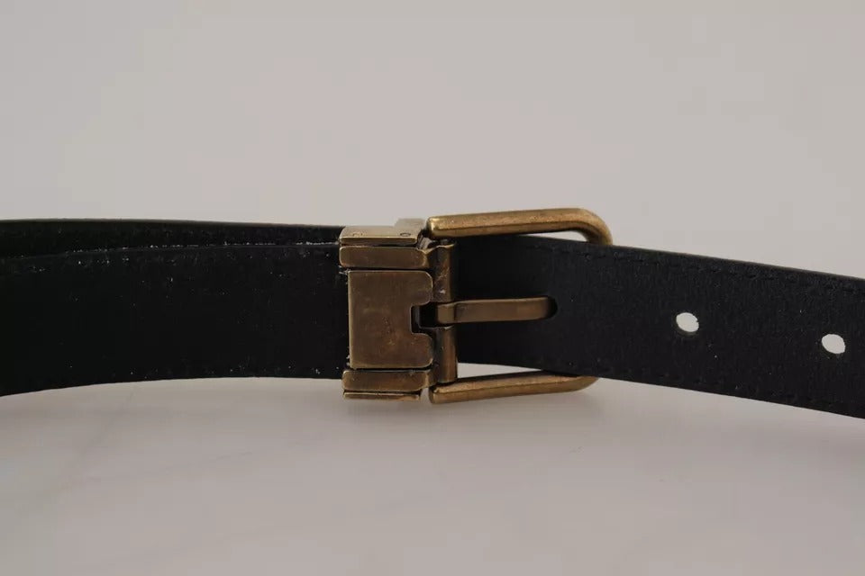 Ceinture Dolce &amp; Gabbana en cuir velours beige avec boucle en métal doré