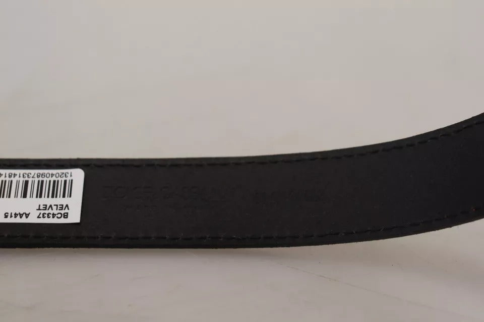 Ceinture Dolce &amp; Gabbana en cuir velours beige avec boucle en métal doré