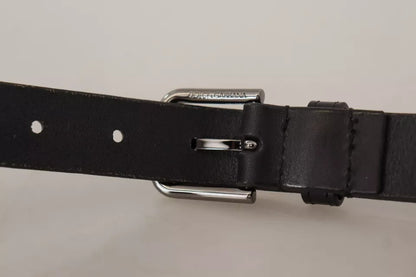 Ceinture classique en cuir de veau noir Dolce &amp; Gabbana avec boucle en métal et logo