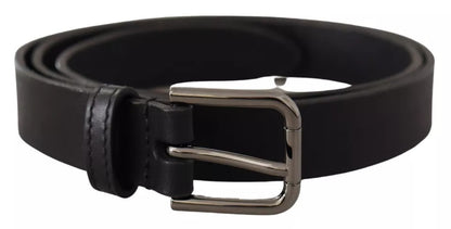 Ceinture classique en cuir de veau noir Dolce &amp; Gabbana avec boucle en métal et logo