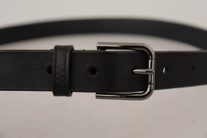 Ceinture classique en cuir de veau noir Dolce &amp; Gabbana avec boucle en métal et logo