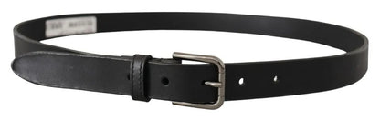 Ceinture classique en cuir de veau noir Dolce &amp; Gabbana avec boucle en métal et logo