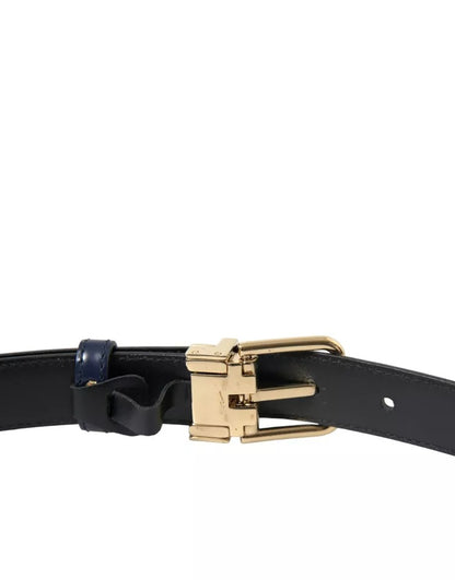 Ceinture Dolce &amp; Gabbana en cuir bleu avec boucle en métal doré pour homme