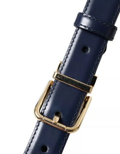 Ceinture Dolce &amp; Gabbana en cuir bleu avec boucle en métal doré pour homme