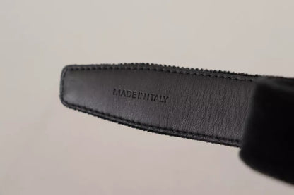 Ceinture Dolce &amp; Gabbana en velours noir avec boucle logo en métal argenté