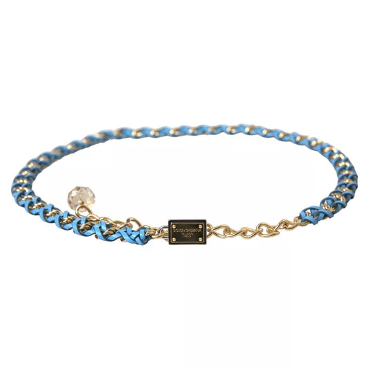 Ceinture à chaîne en laiton doré tressé bleu Dolce &amp; Gabbana