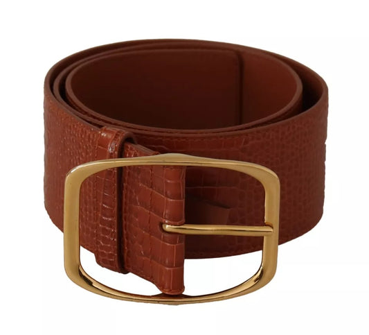 Ceinture Dolce &amp; Gabbana en cuir marron à taille large et boucle en métal doré
