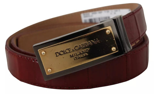 Ceinture Dolce &amp; Gabbana en cuir marron avec boucle en métal gravée dorée